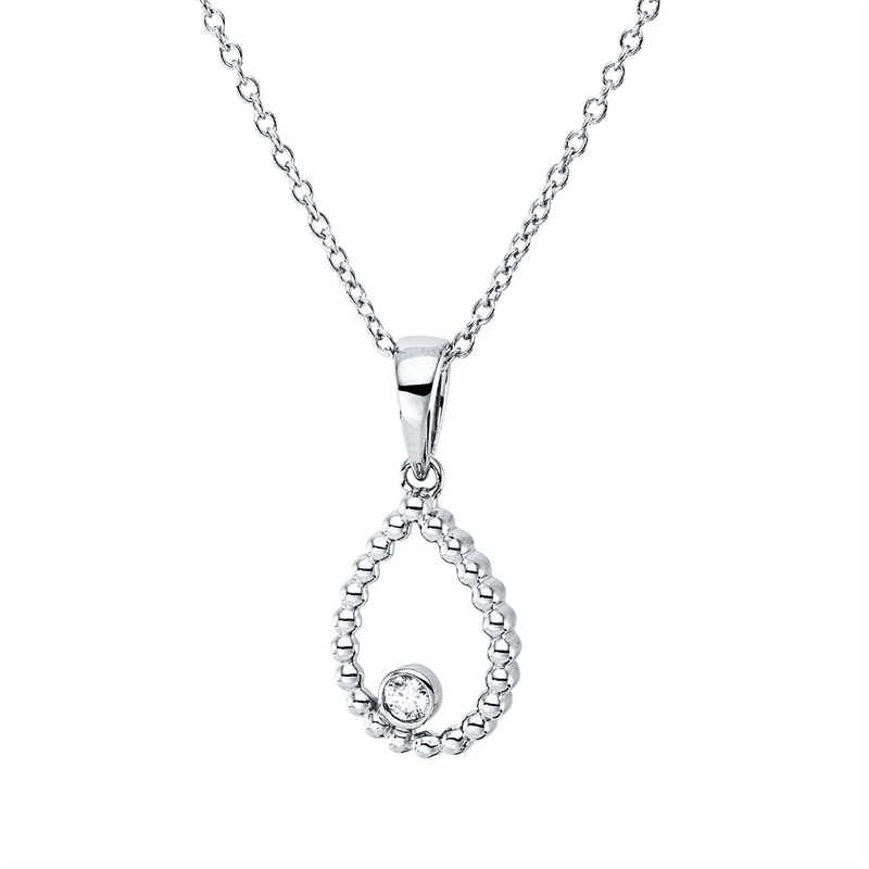Collier Zarge 18 kt WG Tropfen, mit ZÖ 40 cm, 42,5cm