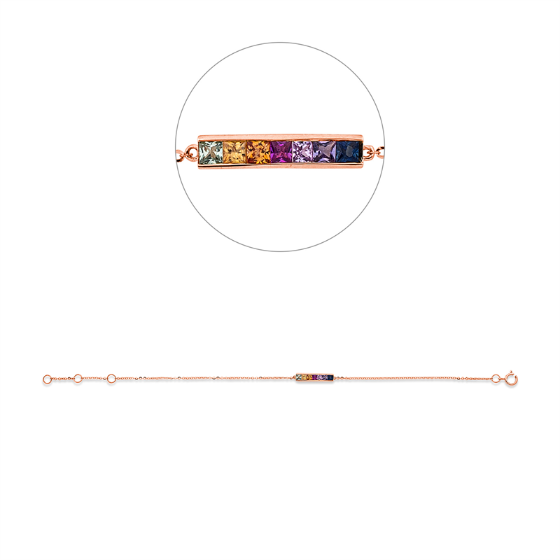 Armband 18 kt RG, mit ZÖ 15 cm + 16.5 cm