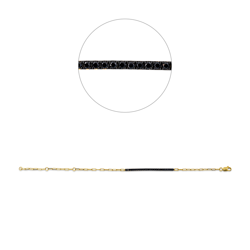 Armband 18 kt GG, Fassung schwarz rhodiniert