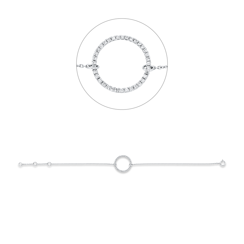Armband 18 kt WG Kreis, mit ZÖ 15,5 cm + 16,5 cm