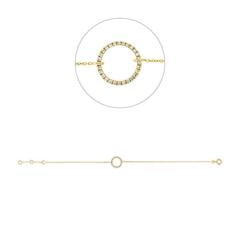 Armband 18 kt GG Kreis, mit ZÖ 16 cm + 17 cm