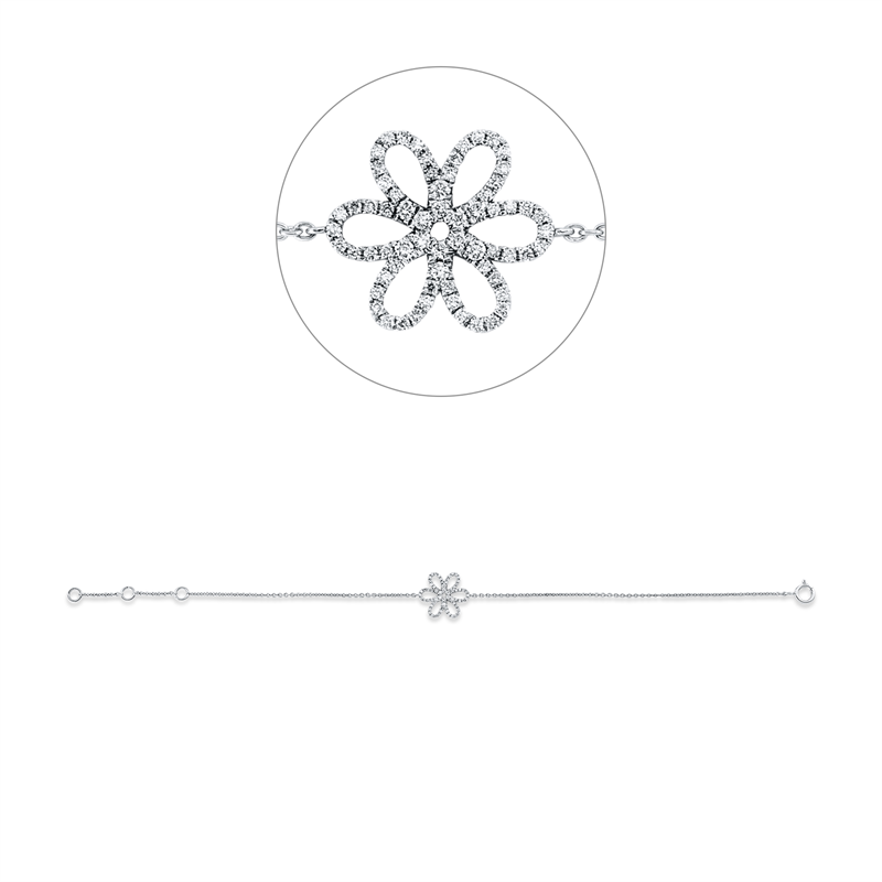 Armband 18 kt WG, mit ZÖ 15,2 cm + 16,5 cm
