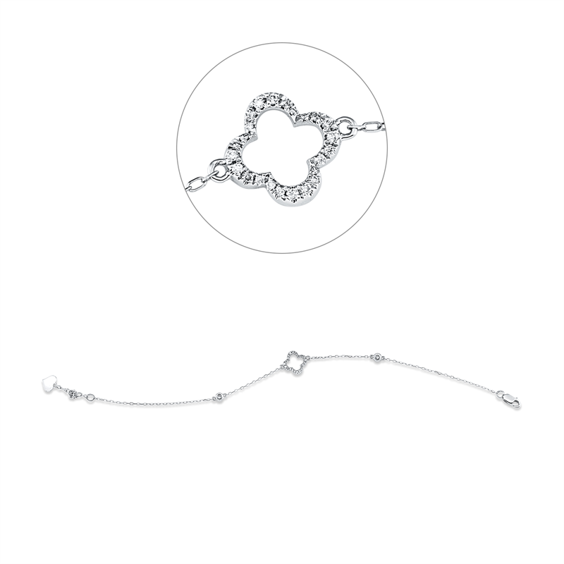 Armband 14 kt WG, mit ZÖ 17,8 cm