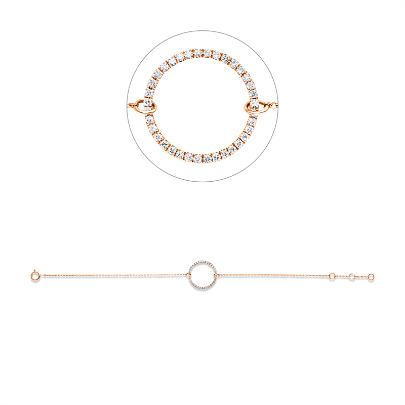 Armband 18 kt RG Kreis, mit ZÖ 15,5 cm + 16,5 cm