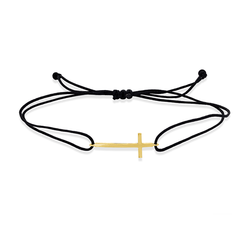 Armband 18 kt GG Kreuz, schwarzes cord