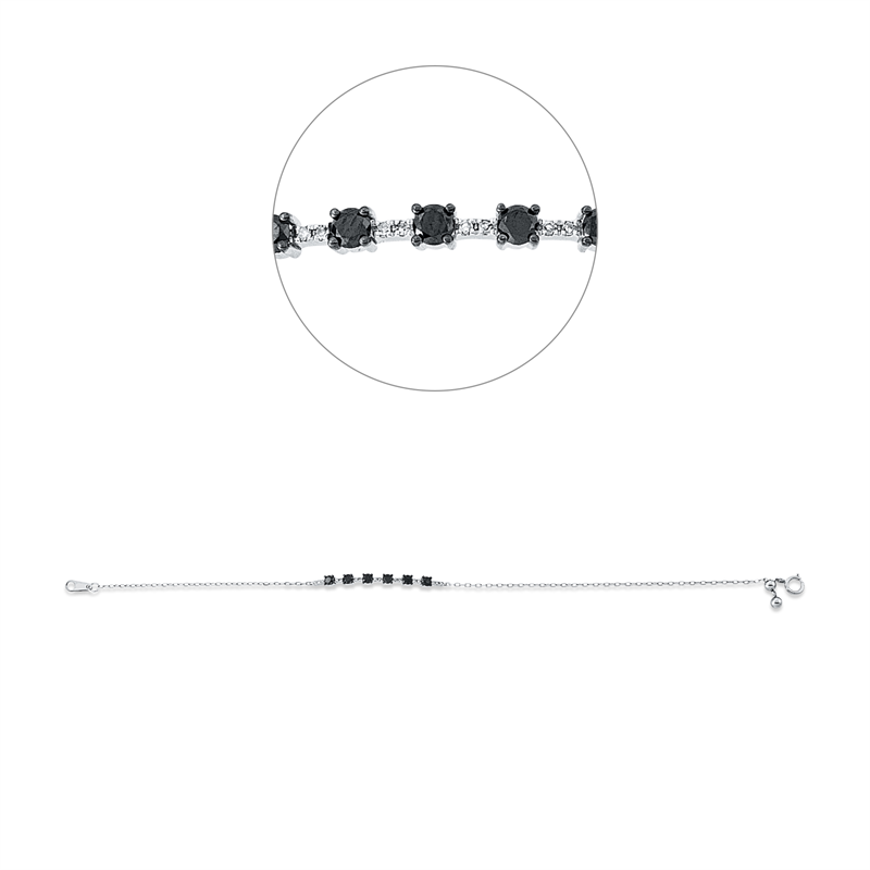 Armband 18 kt WG, Fassung schwarz rhodiniert