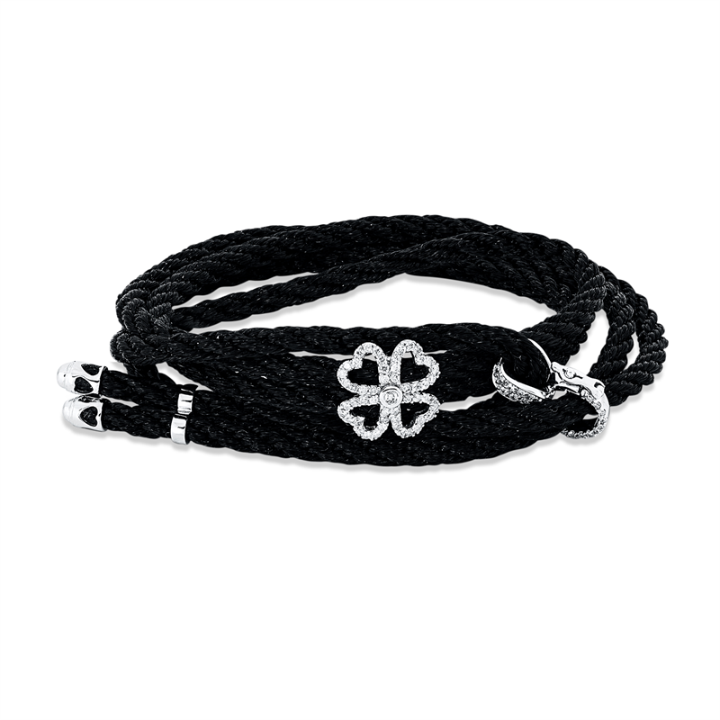 Armband 18 kt WG, schwarzes cord