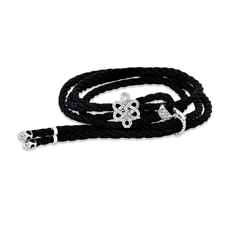 Armband 18 kt WG, schwarzes cord