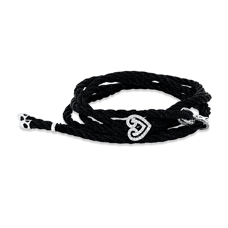 Armband 18 kt WG, schwarzes cord