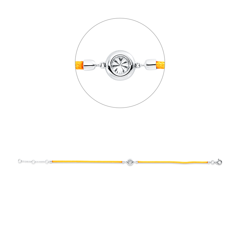 Armband 18 kt WG, orange cord mit ZÖ 15,16,5 cm