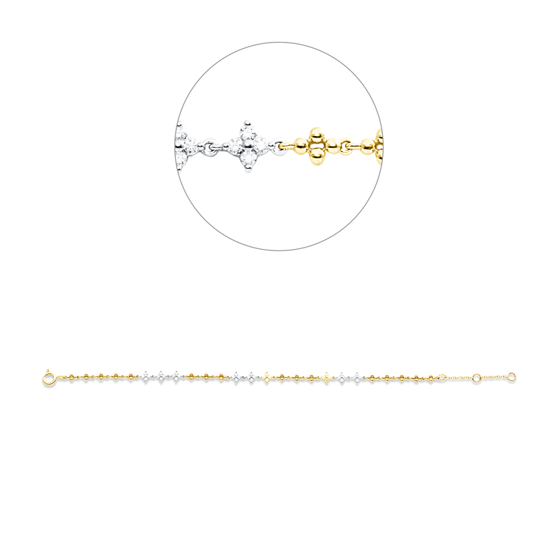 Armband 18 kt GG+WG, mit ZÖ 15.5 cm + 18 cm