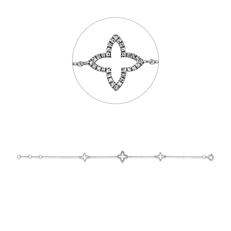 Armband 18 kt WG, mit ZÖ 16 cm + 17 cm